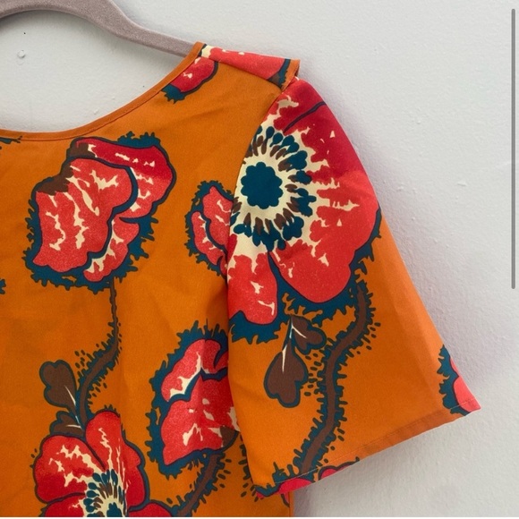 Tucker for Target orange bright floral mini dress with ruffle detail XS - Picture 5 of 16